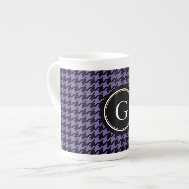 Taza De Porcelana Houndstooth púrpura clásico de moda con el (Izquierda)