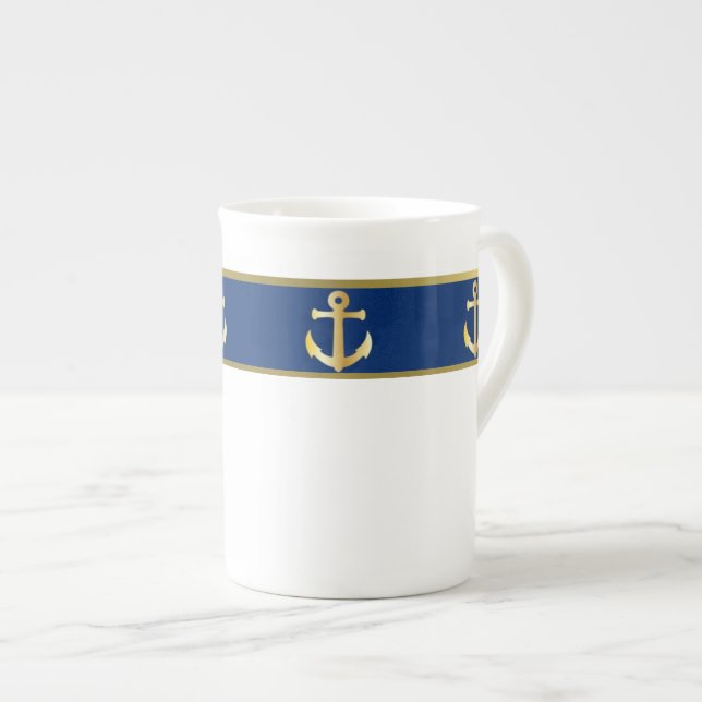 Taza De Porcelana Hueso chino azul y dorado (Derecha)