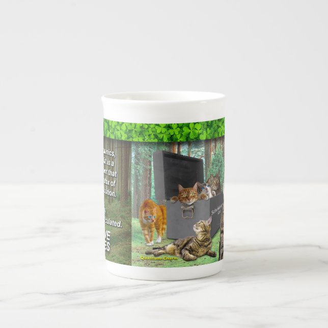 Taza De Porcelana Hueso chino del gato de Schrodinger (Frente)