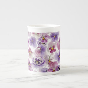 Taza De Porcelana Hueso chino rosa y morado