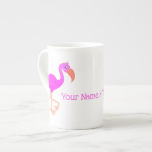Taza De Porcelana Hueso de flamingo rosa de China Mug con nombre de 