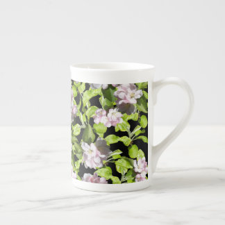 Taza de porcelana hueso de flor de manzano de prim