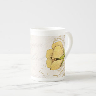 Taza De Porcelana Hueso de flores amarillas de China Mug
