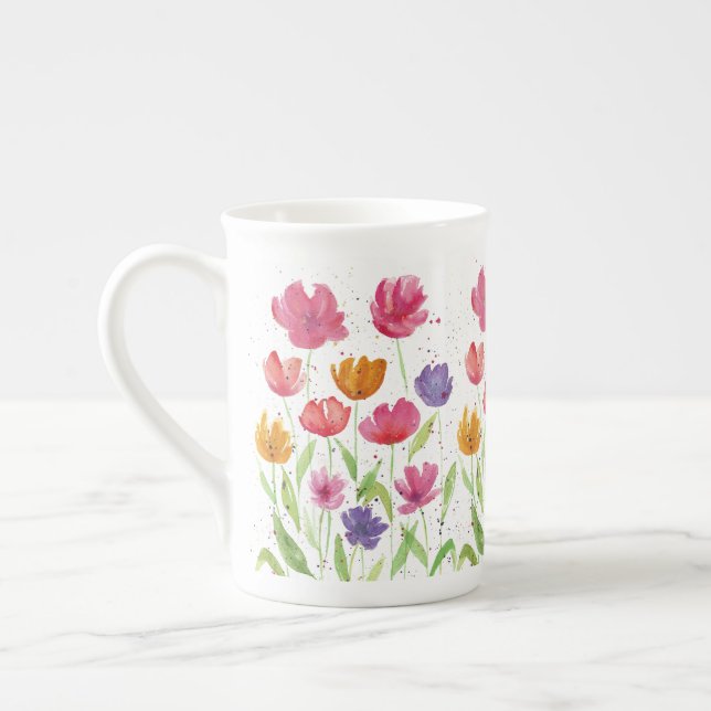 Taza De Porcelana Hueso de flores silvestres China Mug (Izquierda)