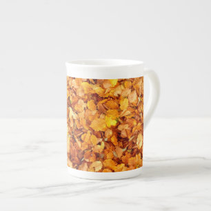 Taza de porcelana hueso de hojas de otoño