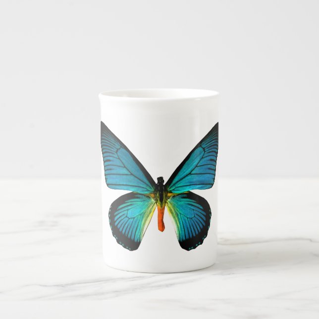 Taza De Porcelana Hueso de mariposa azul de China Mug (Frente)