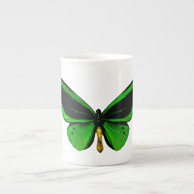 Taza De Porcelana Hueso de mariposa verde China Mug (Frente)