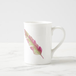 Taza De Porcelana Hueso de Moda de Boho rosa y piel verde hueso Chin