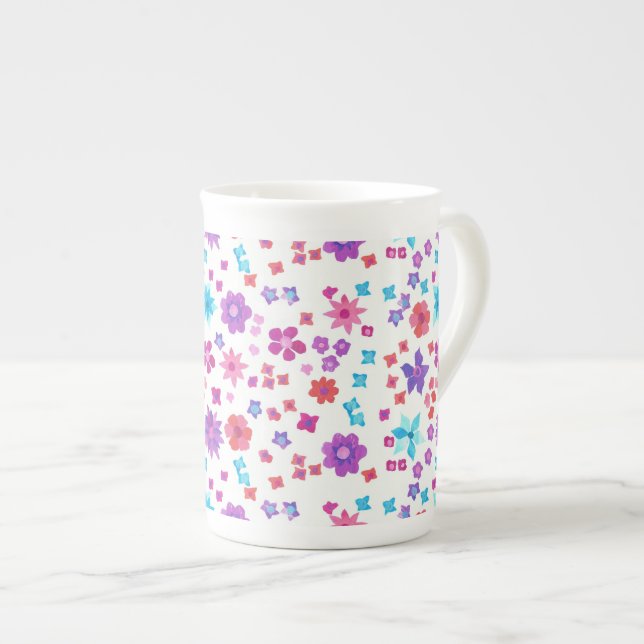 Taza De Porcelana Hueso de poder de flor de bonito China Mug (Derecha)