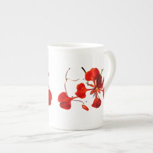 Taza De Porcelana Hueso en la boca de China Poinciana Real
