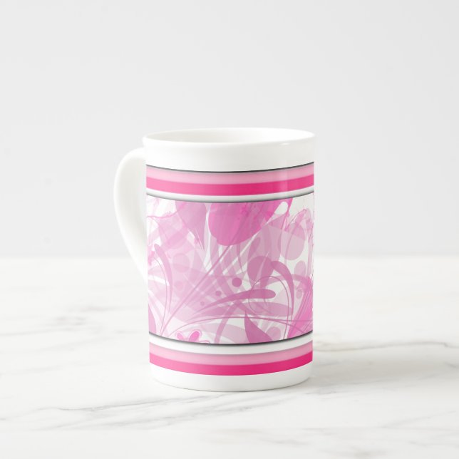 Taza De Porcelana Hueso floral rosa moderno China Mug (Izquierda)