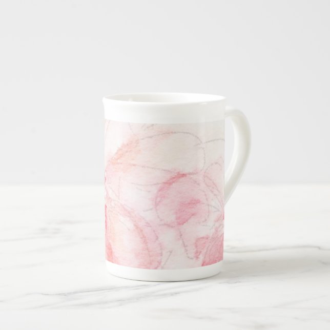 Taza De Porcelana Hueso floral rosa pálido China Mug (Derecha)