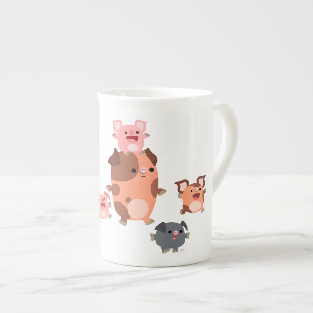 Taza De Porcelana Hueso hueso de la familia de cerdo Personalizado l (Derecha)