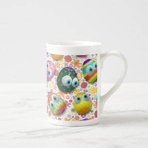 Taza De Porcelana Huevos de Pascua de dibujos animados lindos y dive