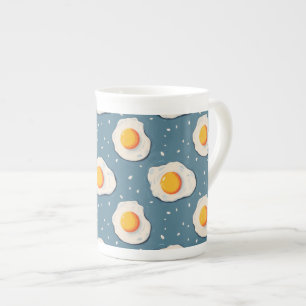 Taza De Porcelana Huevos fritos en azul