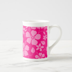 TAZA DE PORCELANA HULA HAWAIANA (HIBISCO) GUAYABA ROSA