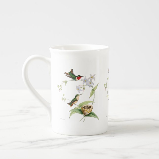 Taza De Porcelana Hummingbirds Historia Natural Hueso China Mug (Izquierda)
