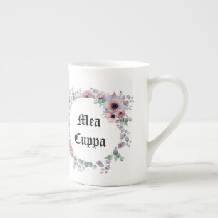 Taza De Porcelana Humorística católica floral Mea Cuppa