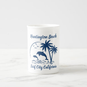 Taza De Porcelana Huntington Beach California Dark Blue