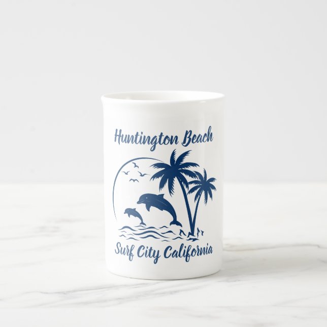 Taza De Porcelana Huntington Beach California Dark Blue (Frente)