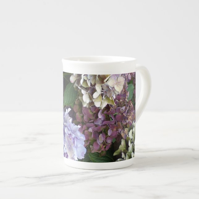 Taza De Porcelana Hydrangeas púrpuras de 1 azul de la lavanda (Derecha)