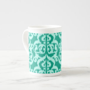 Taza De Porcelana Ikat Moorish Damask - pavo real y agua