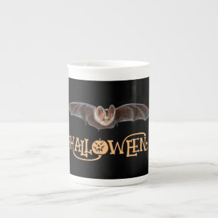 Taza De Porcelana Ilustracion Bat Pipistrellus Feliz Halloween