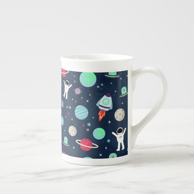 Taza De Porcelana Ilustracion de patrón de espacio (Derecha)