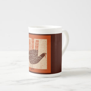 Taza De Porcelana Ilustración divertida de pavo de Acción de Gracias