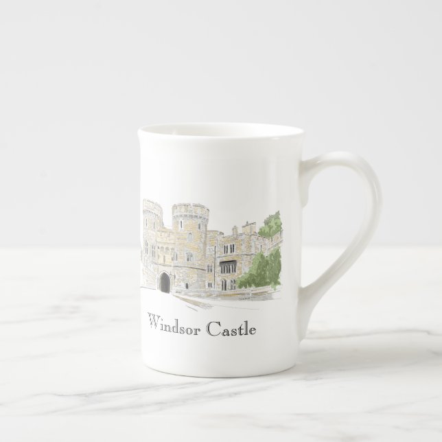 Taza De Porcelana Ilustracion emblemático del castillo de Windsor (Derecha)