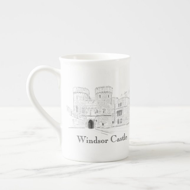 Taza De Porcelana Ilustracion emblemático del castillo de Windsor (Izquierda)