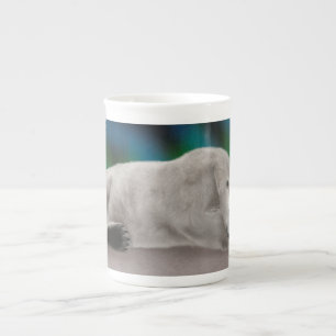 Taza De Porcelana Ilustración pacífica de oso polar ártico en la nat