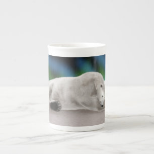 Taza De Porcelana Ilustración pacífica de oso polar ártico en la nat