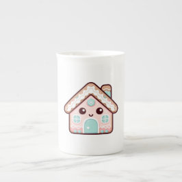 Taza De Porcelana Ilustracion Personalizado de la casa Cute Gingerbr