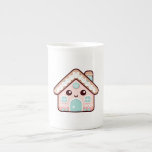 Taza De Porcelana Ilustracion Personalizado de la casa Cute Gingerbr