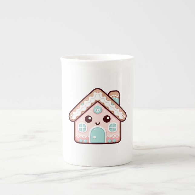 Taza De Porcelana Ilustracion Personalizado de la casa Cute Gingerbr (Frente)