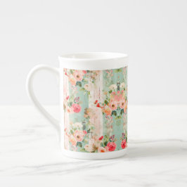 Taza De Porcelana Ilustracion Shabby Chic Vintage