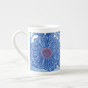 Taza De Porcelana Impresión de bloques de margarita de Gerbera - azu