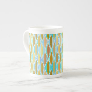 Taza De Porcelana Impresión de cinta de medio siglo - blues y neutr