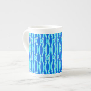 Taza De Porcelana Impresión de cinta de medio siglo - tonos azules