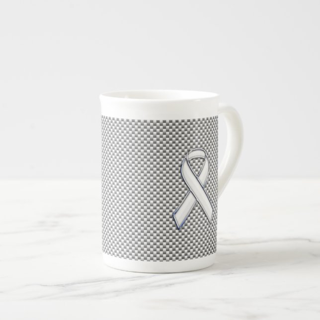Taza De Porcelana Impresión de fibra de carbono blanca