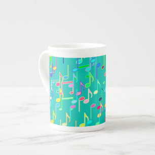Taza De Porcelana Impresión de las notas musicales - turquesa, mult