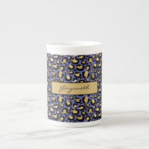 Taza De Porcelana Impresión de Leopardo Monogramado Muy Peri Purple