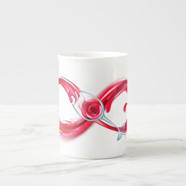 Taza De Porcelana Infinito con vino Rojo (Frente)
