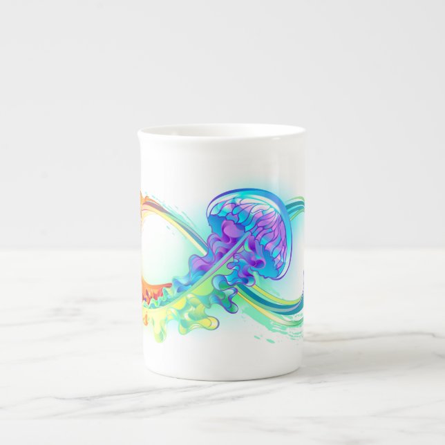 Taza De Porcelana Infinity with Rainbow Jellyfish (Frente)