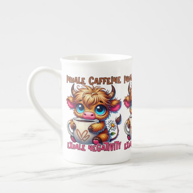 Taza De Porcelana Inhale Caffeine Exhale Negativity  (Izquierda)