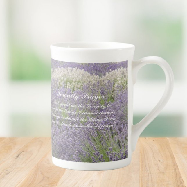 Taza De Porcelana Inspirational Serenity Prayer Lavender Garden (In Situ)