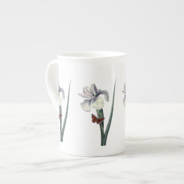 Taza De Porcelana Iris azul con mariposa botánica