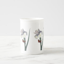 Taza De Porcelana Iris azul con mariposa botánica