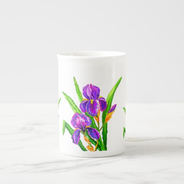 Taza De Porcelana Iris Flowers Mug Hermosa Flor Irlandesa (Frente)